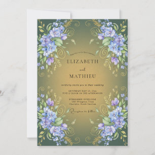 Sage Green Gilded Vintage Wedding Invitation