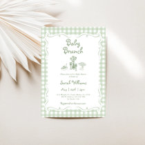 Sage Green Gingham Baby Brunch Baby Shower Invitation