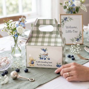 Sage Green Gingham Baby Duckling Cupcake Favor Box