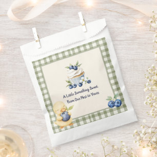 Sage Green Gingham Baby Duckling Cupcake Favor Box Bag
