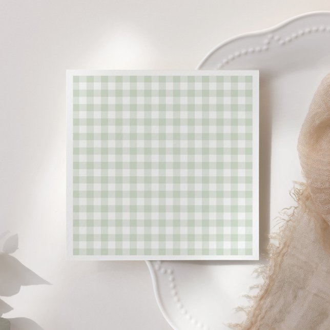 Sage Green Gingham Baby Shower Napkins (Creator Uploaded)