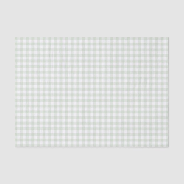 Sage Green Gingham Baby Shower Tissue Paper (Front)