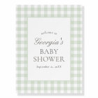 Sage Green Gingham Boy Baby Shower Welcome Sign