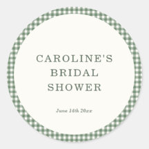 Sage Green Gingham Bride Name Date Bridal Shower