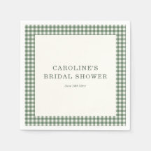 Sage Green Gingham Bride Name Date Bridal Shower