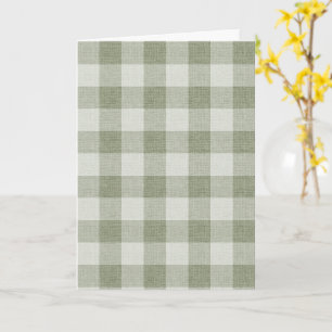 Sage Green Gingham Buffalo Check Linen Texture  Card