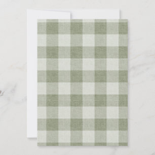 Sage Green Gingham Buffalo Check Linen Texture Invitation