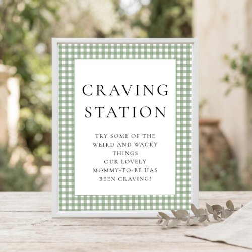 Sage Green Gingham Craving Table Baby Shower Sign