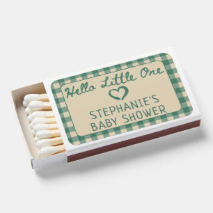 Sage Green Gingham Custom Boy Baby Shower Favors Matchboxes