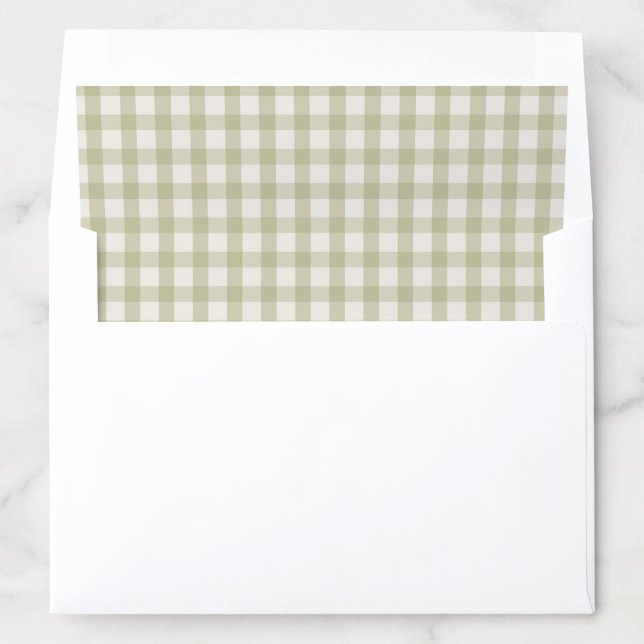 Sage Green Gingham Envelope Liner (In Envelope)