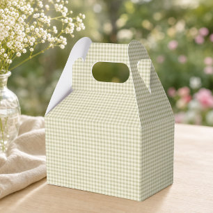 Sage Green Gingham Garden Party Gable Favor Boxes