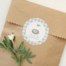 Sage Green Gingham Golf Baby Shower Favor