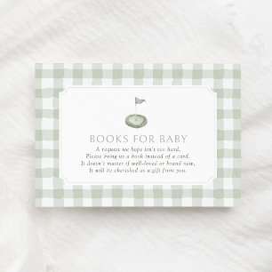 Sage Green Gingham Golf Books for Baby Enclosure Card