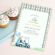 Sage Green Gingham Golf First Birthday