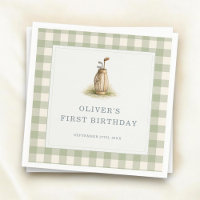 Sage Green Gingham Golf First Birthday Party