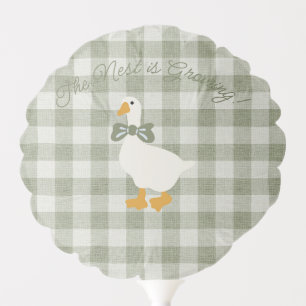 Sage Green Gingham Goose Buffalo Check Baby Shower Balloon