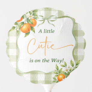 Sage Green Gingham Little Cutie Baby Shower Balloon
