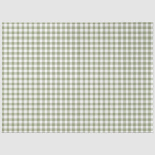 Sage Green Gingham Neutral Elegant Checks Pattern Tissue Paper