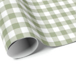 Sage Green Gingham Neutral Elegant Checks Pattern  Wrapping Paper