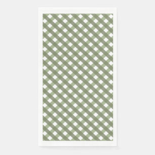 Sage Green Gingham Patterned Paper Guest Towels
