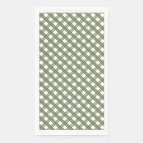 Sage Green Gingham Patterned   Paper Guest Towels