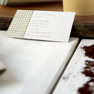 Sage Green Gingham Plaid Business Card