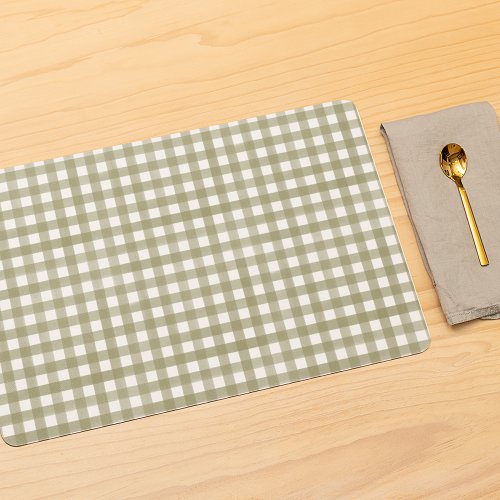 Sage Green Gingham Plaid Patterned Placemat