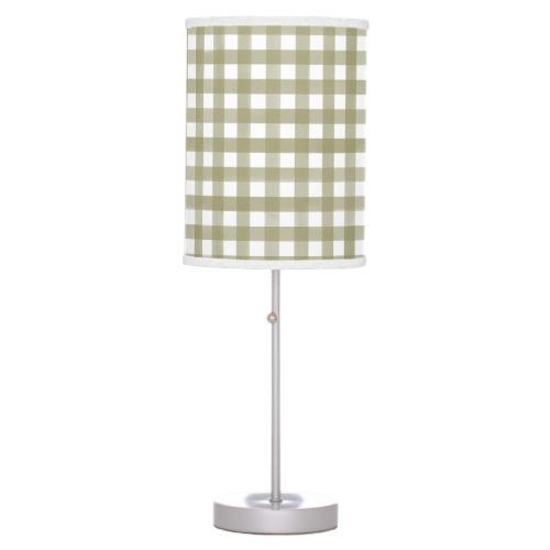 Sage Green Gingham Plaid Patterned Table Lamp