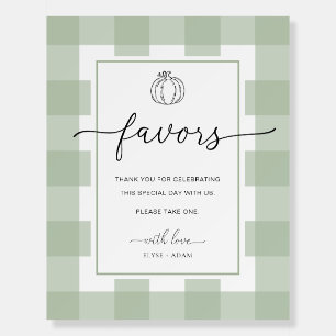 Sage Green Gingham Pumpkin Favors Foam Board