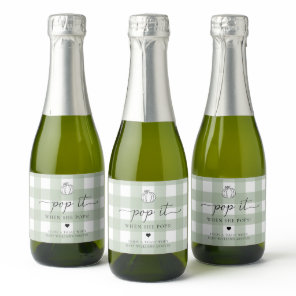 Sage Green Gingham Pumpkin Pop It When She Pops Sparkling Wine Label