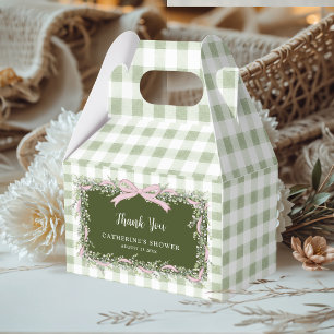Sage Green Gingham Silly Goose Baby Shower Favor Boxes