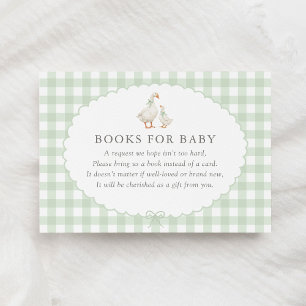 Sage Green Gingham Silly Goose Books for Baby Enclosure Card