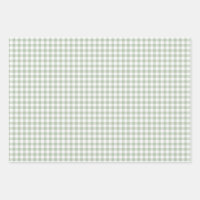 Sage Green White Plaid Pattern Wrapping Paper Sheets