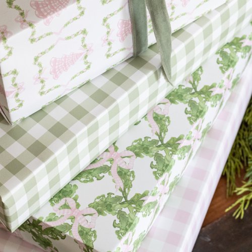 Sage Green Gingham Wrapping Paper