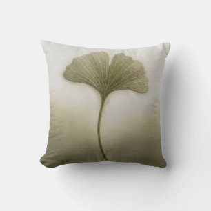 Sage Green Ginkgo Biloba Leaf Minimalist Modern Throw Pillow