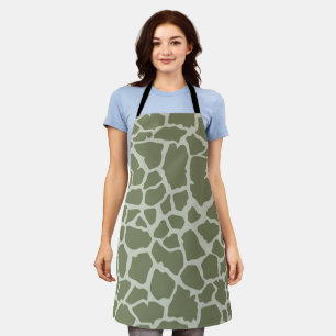 Sage Green Giraffe Print Apron