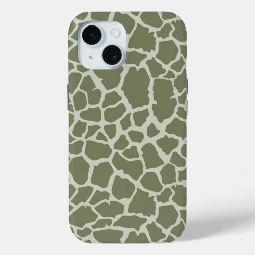 Sage Green Giraffe Print iPhone 15 Case