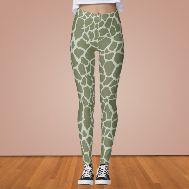Sage Green Giraffe Print Leggings (Creator Uploaded)