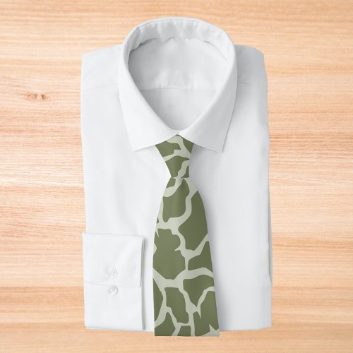 Sage Green Giraffe Print Neck Tie