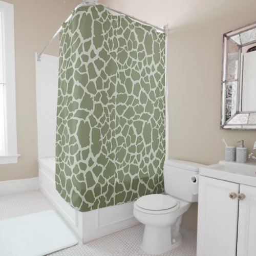 Sage Green Giraffe Print Shower Curtain