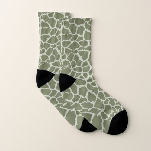 Sage Green Giraffe Print Socks