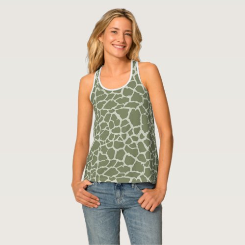 Sage Green Giraffe Print Tank Top