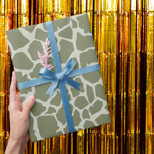 Sage Green Giraffe Print Wrapping Paper
