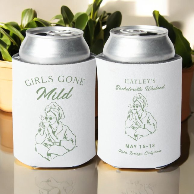 Sage Green Girls Gone Mild Spa Bachelorette Can Cooler (Creator Uploaded)