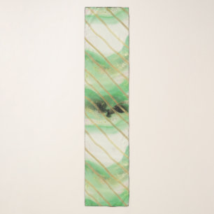 Sage Green Gold Abstract Stripes Scarf
