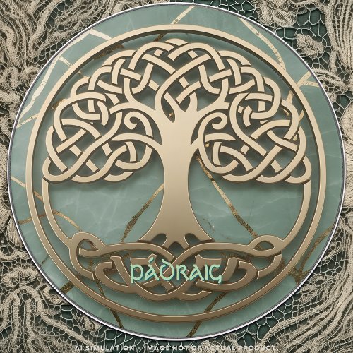 Sage Green Gold Celtic Tree of Life Crann Bethadh  Wireless Charger