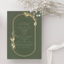 Sage Green & Gold Elegant Botanical Frame Wedding Invitation