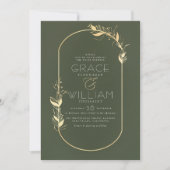 Sage Green & Gold Elegant Botanical Frame Wedding Invitation (Front)