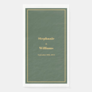 Sage Green Gold Elegant Minimal Modern Wedding Paper Guest Towels