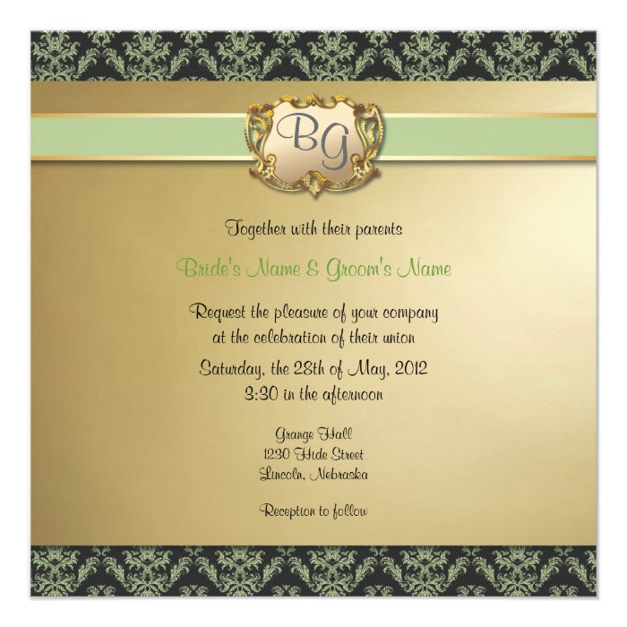 Sage Green & Gold Elegant Wedding Invite